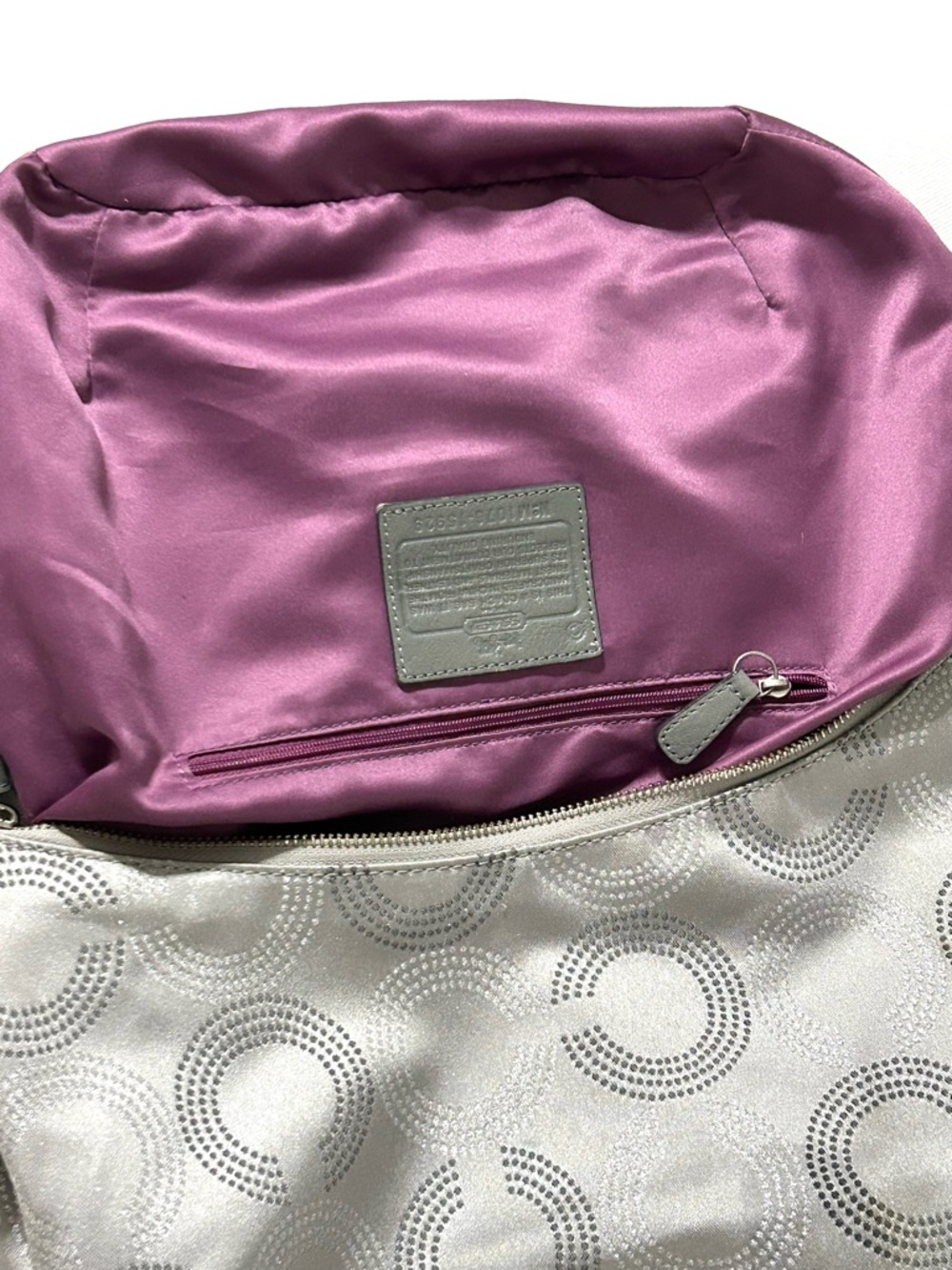 COACH “Maddison”  Dotted Op Art Convertible Hobo, Style F15929, Silver - Picture 14 of 16